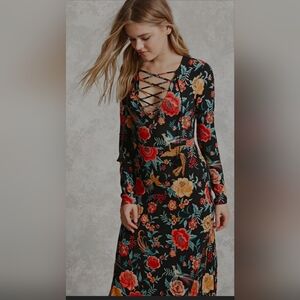 forever 21 floral lace maxi dress Forever 21 Floral Patterned Maxi Slip Dress XL Dark Floral Lace Coquette Satin